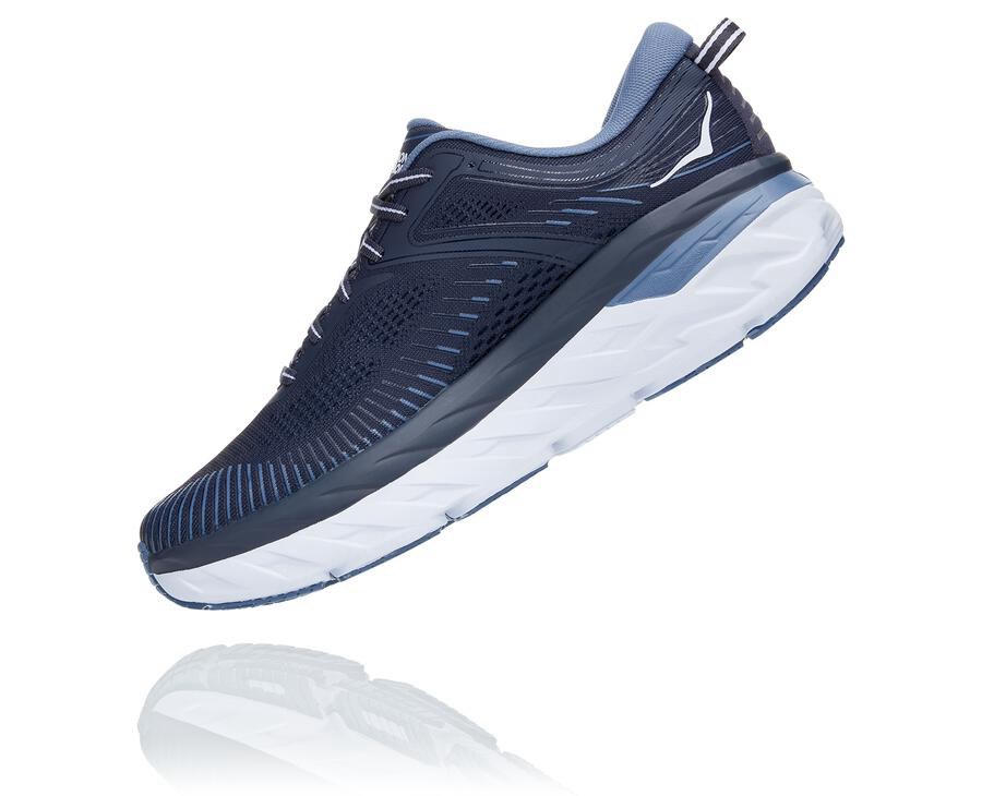 Running Shoes Mens - Hoka One One Bondi 7 - Navy - TDNOVPY-97